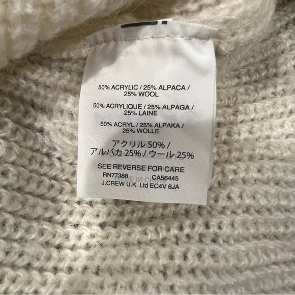 J. Crew Alpaca Wool Blend Neutral Cream V Neck Relaxed Fit Sweater Women’s Small - Picture 4 of 5